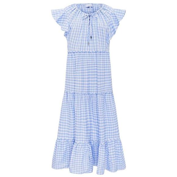 Ephemera Trapezee Maxi Dress Sky Gingham - Picture 3 of 8